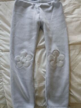 Old Navy Light Blue Fleece Joggers with Flower Knee Patches